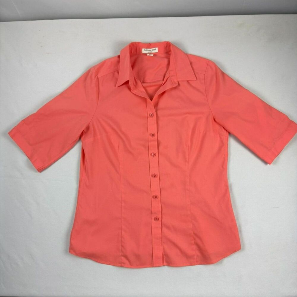 Coldwater Creek Women's Pink 3/4 Sleeve Button-Up Blouse - M